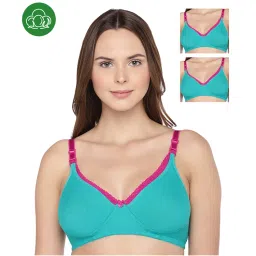 Inner Sense Organic Cotton Antimicrobial Laced Nursing Bra Pack of 3 - Green-image-72