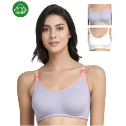 Inner Sense Organic Cotton Antimicrobial Nursing Bra Pack of 3 - Multi-Color-image-77