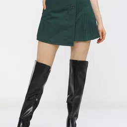 tokyo talkies Women Solid A-line Green Skirt-picture-23