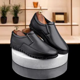 zixer Genuine Synthetic Leather Office Tan Formal Shoes For Men Branded Without Lace Slip On For Men image 1
