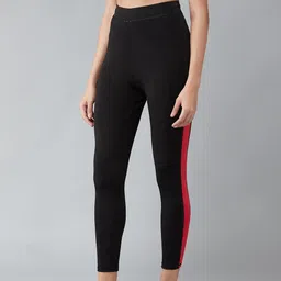 blinkin Solid Women Red, Black Tights image 1