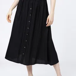 tokyo talkies Women Solid Flared Black Skirt-picture-17