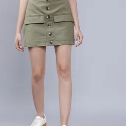 tokyo talkies Women Solid Regular Green Skirt-picture-27