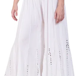 priyafab Women Flared White Viscose Rayon Trousers-picture-35