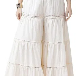 pi world Women Flared White Viscose Rayon Trousers-picture-12