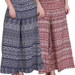kannan Pack of 2 Women Regular Fit Multicolor Crepe Trousers-picture-25