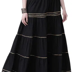 pi world Women Flared Black Viscose Rayon Trousers-picture-30