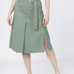tokyo talkies Women Solid Flared Green Skirt-picture-11