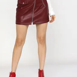 tokyo talkies Women Solid Skorts Maroon Skirt-picture-21