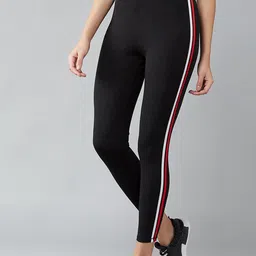 blinkin Striped Women Red, Black Tights-picture-22