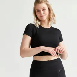 Women Gym Crop T-Shirt - Black-image-99