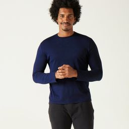 domyos Men Tshirt Long Sleeve Regular Fit 100 for Gym-Blue-picture-32