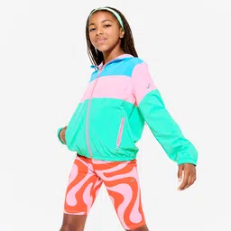 Multisport Girl's Lightweight Breathable Jacket 500 - Green/Pink/Blue-image-15