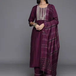 Varanga Women Yoke Design Regular Sequinned Kurta with Trousers & Dupatta image 5