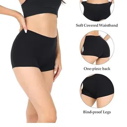 xrossme Women’s Nylon Spandex Seamless Boyshorts Panty for Girls & Women,Underpants for Women for Daily Use - Free Size/S, Black Color Pack of 3 image 2