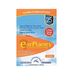 james healthplus James EarPlanes Earplugs Airplane Travel Ear Protection, PREVENT IN-FLIGHT EAR DISCOMFORT, EarPlanes the original pressure preventing earplug for both Kids and adults (Kids 5 Pair) image 1