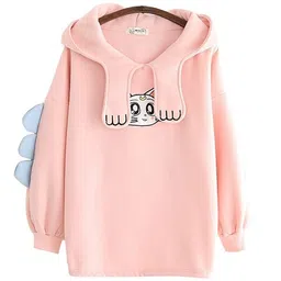homry Prachikfashions Winter Wear Warm Fabric Loose Fit Soft with Hooded Neck Long Sleeves Comfortable Hoodie for Women (in, Alpha, L, Regular, Pink) image 3