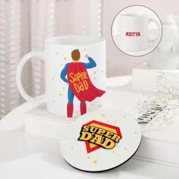 Personalized Super Dad Mug And Coaster image 1