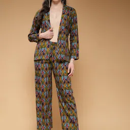 Indibelle Printed Notched Lapel Blazer With Trouser image 1