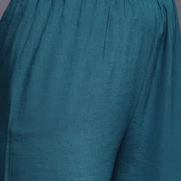 Varanga Women Teal Ethnic Motifs Embroidered Sequinned Kurta with Trousers & With Dupatta image 3