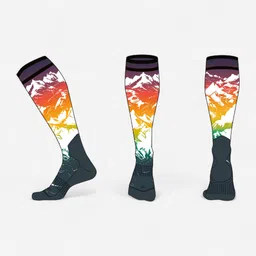 Kids’ warm ski socks, 100 - Forest pattern-image-36
