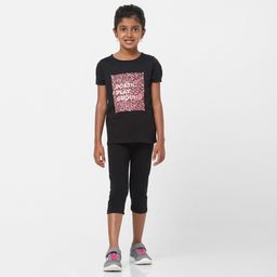 domyos Girls Cotton T-Shirt 100- Black Print-picture-43