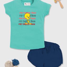 YK X Minute Mirth Girls Tweety Printed Pure Cotton T-shirt with Shorts-picture-19