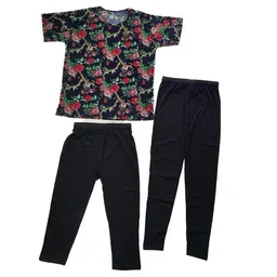 td creations Printed Swim Top and Leggings Set for Women, 3 Pieces Swimsuit Set Capri, Legging and T-Shirt, Stretchable Material Multicolor (Medium, 3) image 1