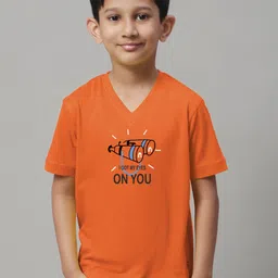 Friskers Boys Typography Printed V-Neck Slim Fit T-shirt image 1
