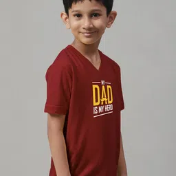 Friskers Boys Typography Printed V-Neck Cotton Slim Fit T-shirt image 3