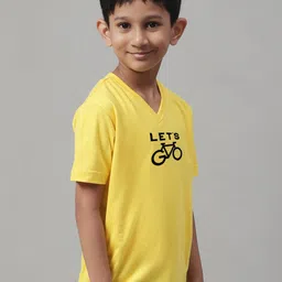 Friskers Boys Typography Printed V-Neck Slim Fit Pure Cotton T-shirt image 3