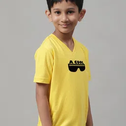 Friskers Boys Typography Printed V-Neck Slim Fit Pure Cotton T-shirt image 3