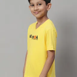 Friskers Boys Typography Printed V-Neck Slim Fit Pure Cotton T-shirt image 4