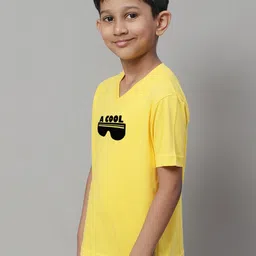 Friskers Boys Typography Printed V-Neck Slim Fit Pure Cotton T-shirt image 4