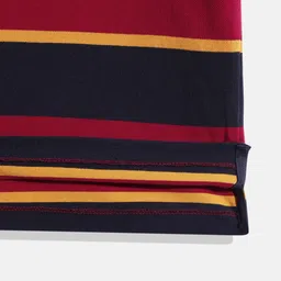 U.S. Polo Assn. Kids Boys Red & Navy Blue Striped Polo Collar Pure Cotton T-shirt image 4