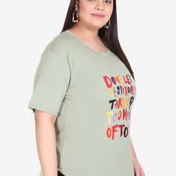 IN Love Typography Printed Round Neck Plus Size Cotton T-shirt image 3