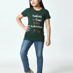 BAESD Girls Pack Of 5 Typography Printed Cotton Slim Fit T-shirts image 5