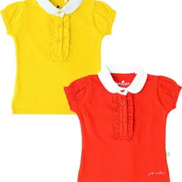 JusCubs Girls Pack Of 2 Peter Pan Collar Solid T-shirts-picture-47
