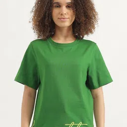 United Colors of Benetton Women Printed Pure Cotton Cut Outs T-shirt-picture-31