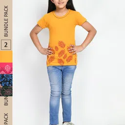 IndiWeaves Girls Pack Of 4 Printed Pure Cotton T-shirt-picture-47