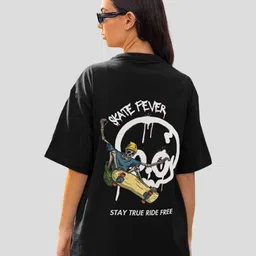 Slenor Typography Printed Round Neck Short Drop-Shoulder Sleeves Cotton Oversized T-shirt-image-77