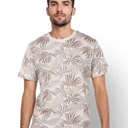 Celio Men Floral Printed Round Neck Cotton T-Shirt-picture-19