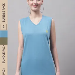 VIMAL JONNEY Pack Of 2 V-Neck Gym T-shirt-image-60