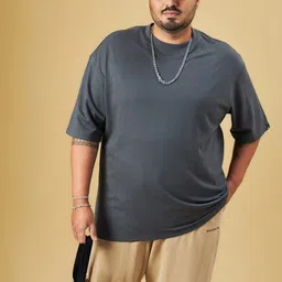 Bewakoof Plus Round Neck Drop Shoulder Sleeves Oversized T-shirt-image-99