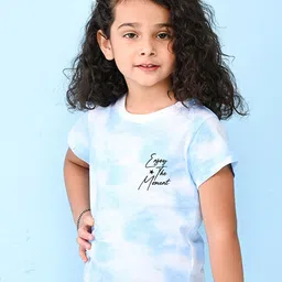 NUSYL Girls Text Printed High Neck Short sleeve Tie & Dye T-Shirt-picture-58