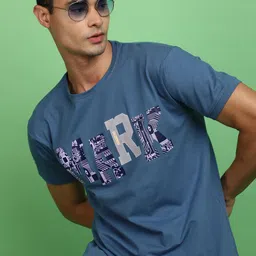 V-Mart Typography Printed Round Neck Short Sleeves Cotton T-shirt-picture-28