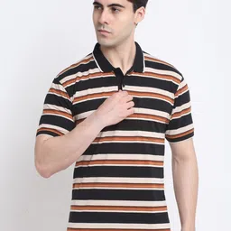 HARBOR N BAY Striped Cotton Polo Collar T-shirt-image-74