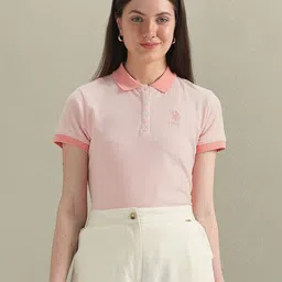 U.S. Polo Assn. Women Self Design Polo Collar Short Sleeves Regular T-shirt-picture-22