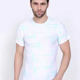 Camey Men White & Blue Printed Dry Fit T-shirt-picture-30