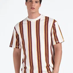 Flying Machine Men White Striped Pockets T-shirt-image-0